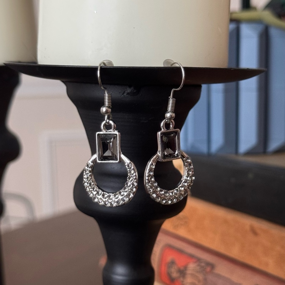 Elegant Silver and Black Dangle Earrings